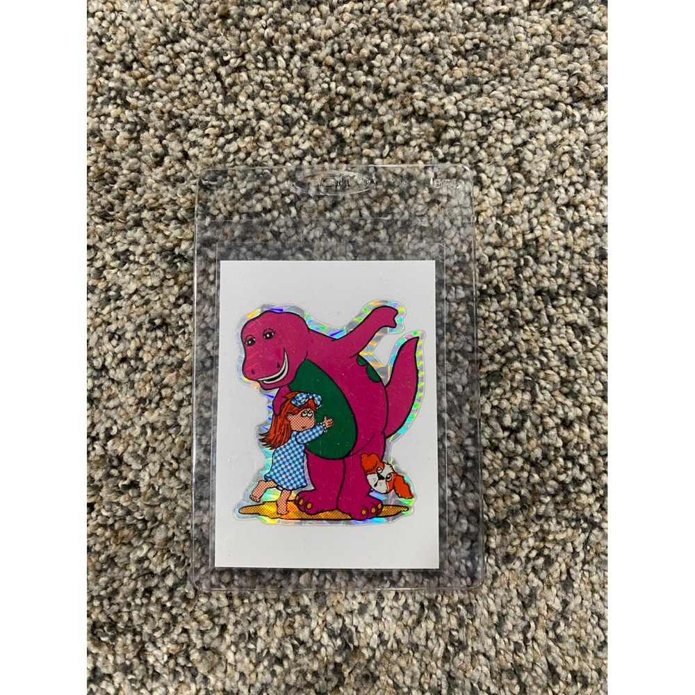 Vintage Barney the Purple Dinosaur Holographic Prism Sticker Kodak Paper 90s